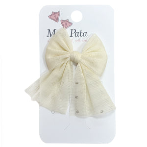 Meia Pata Organza Bow Clip Champagne