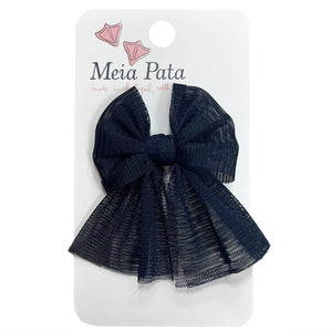 Meia Pata Organza Bow Clip Navy