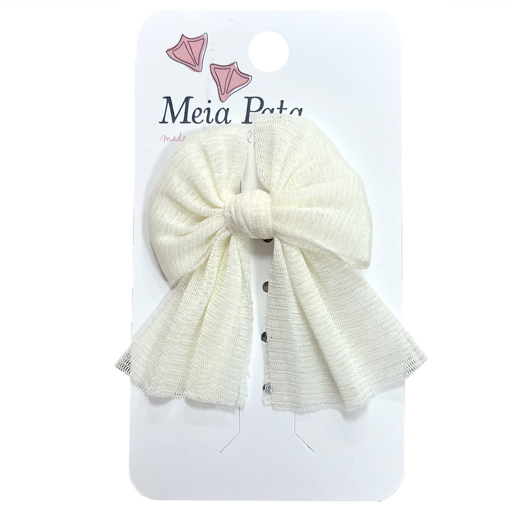 Meia Pata Organza Bow Clip Pearl