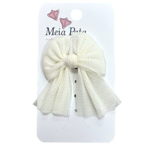 Meia Pata Organza Bow Clip Pearl