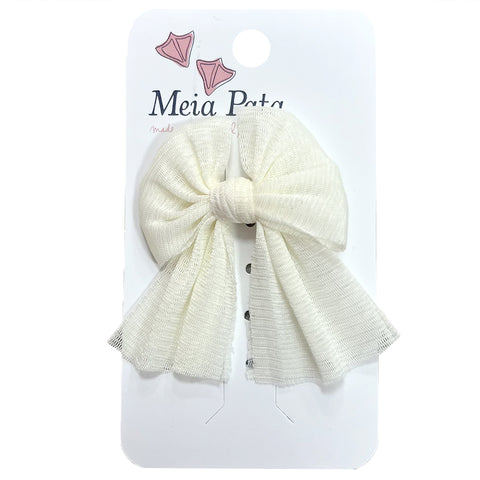 Meia Pata Organza Bow Clip Pearl