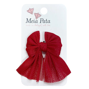 Meia Pata Organza Bow Clip Red