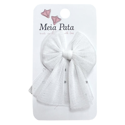 Meia Pata Organza Bow Clip White