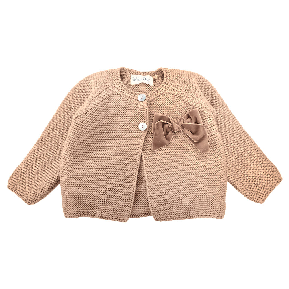 Meia Pata Bow Cardigan Camel