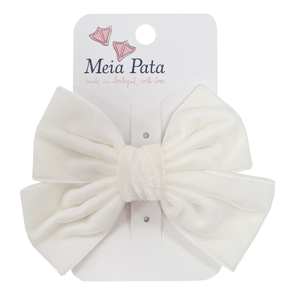 Meia Pata Velvet Bow Clip ivory