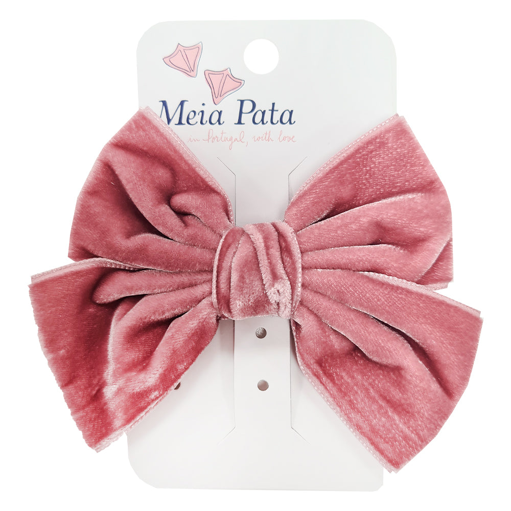 Meia Pata Velvet Bow Clip Dusky Pink