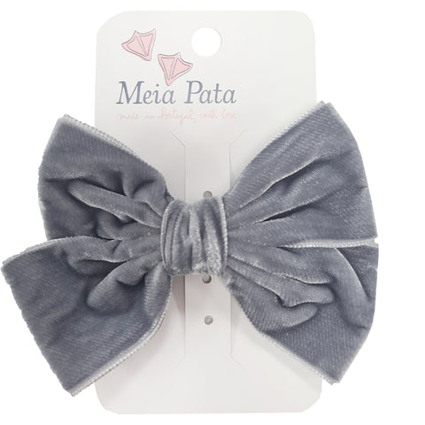 Meia Pata Velvet Bow Clip Grey