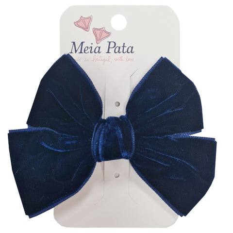 Meia Pata Velvet  Bow Clip Navy