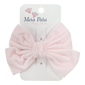 Meia Pata Velvet  Bow Clip Pink