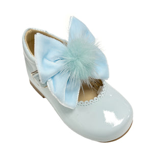 TNY Velvet Bow Patent Leather Mary Jane Blue