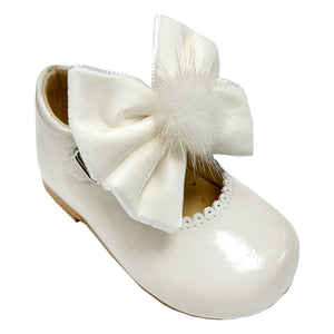 TNY Velvet Bow Patent Leather Mary Jane Beach