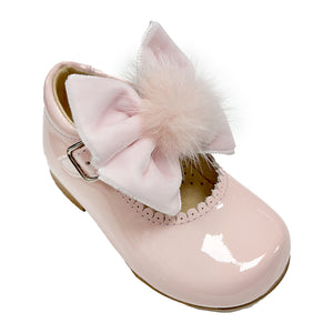 TNY Velvet Bow Patent Leather Mary Jane Pink