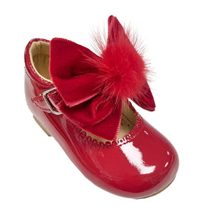 TNY Velvet Bow Patent Leather Mary Jane Red