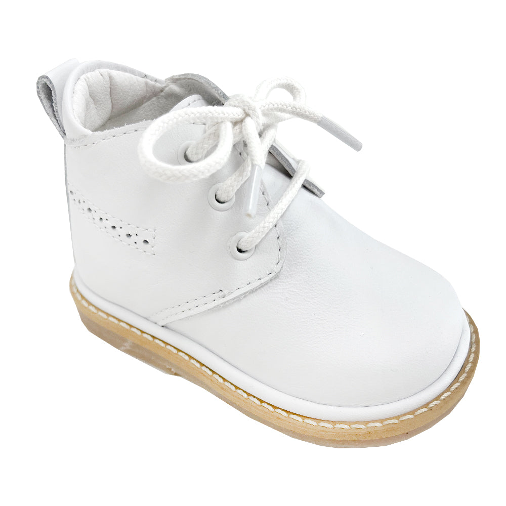 Borboleta Zachary White Leather Lace Boots